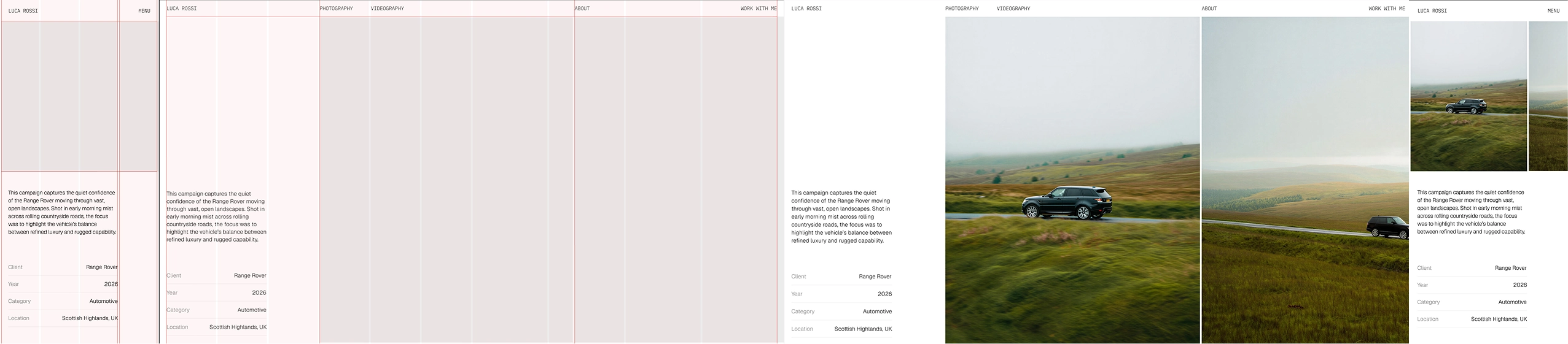 Wireframes, filled with images